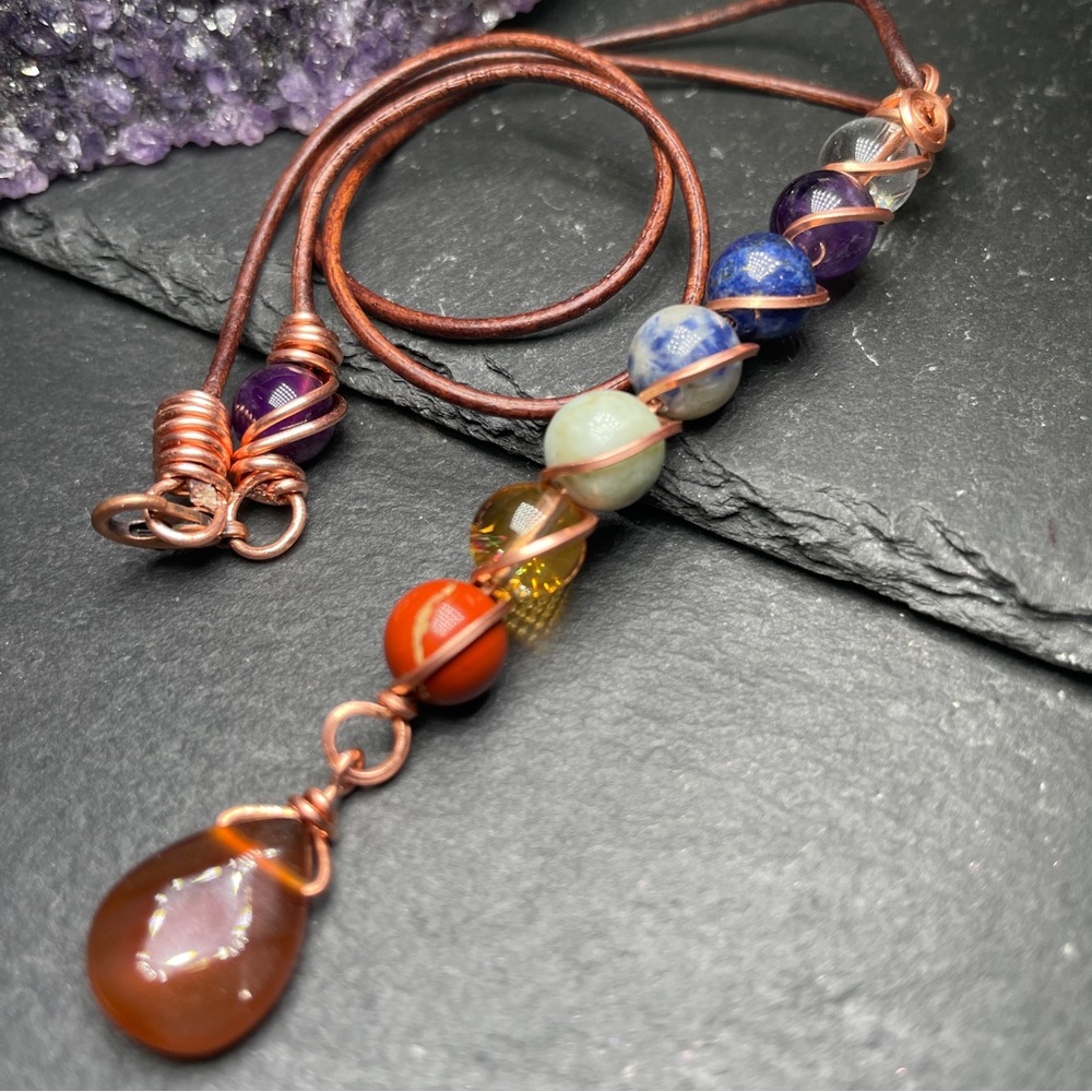 Gemstone Pendant Necklace With Carnelian Focal Boho Artisan Jewelry - Picture 6 of 12